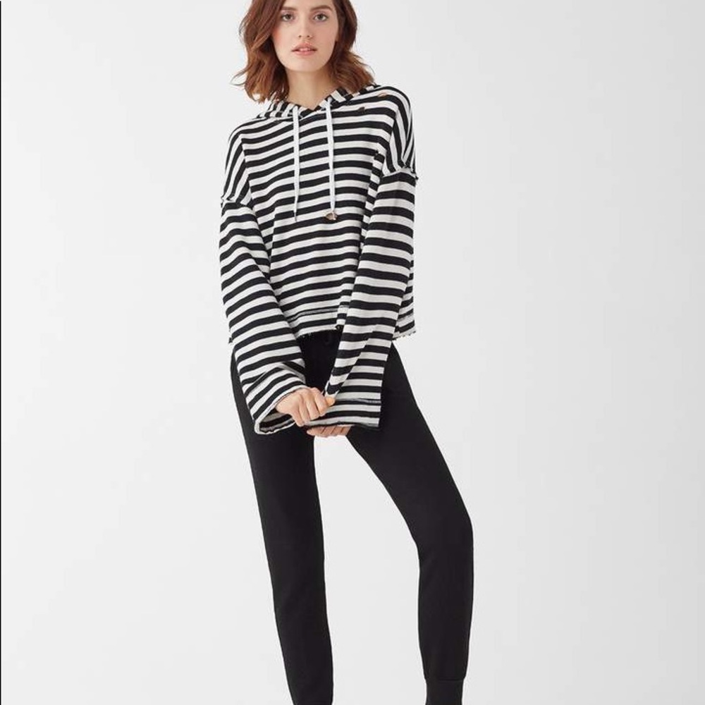 Splendid distressed stripe west village hoodie
